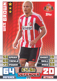 Wes Brown Sunderland 2014/15 Topps Match Attax #276